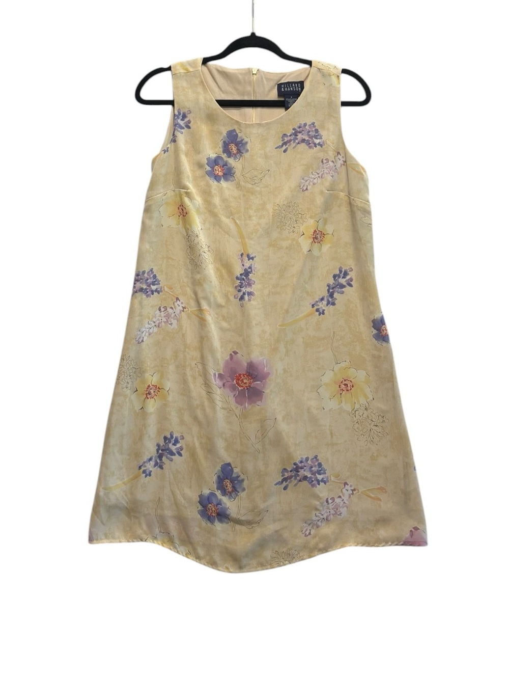 Vintage Hillard & Hanson Yellow Floral Sleeveless A-Line Dress